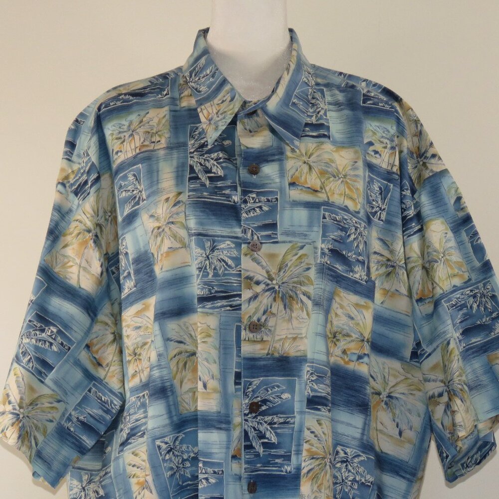 Island Connection Short-Sleeve Button-Up Palm Tree Hawaiian Shirt Size 2XL C1756